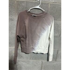 Joy Lab Women's Mocha Cream Cropped Sweatshirt Small Thumb Holes Athletic